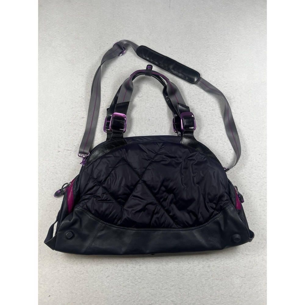 Nike Monika Club Luxury Training Bag Black Purple Nylon Leather BA3061 21"